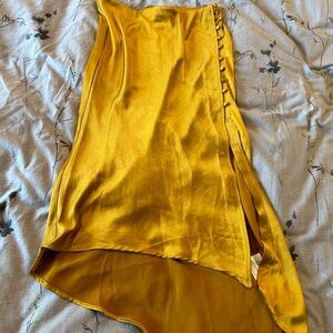 Gold satin Kourt midi skirt